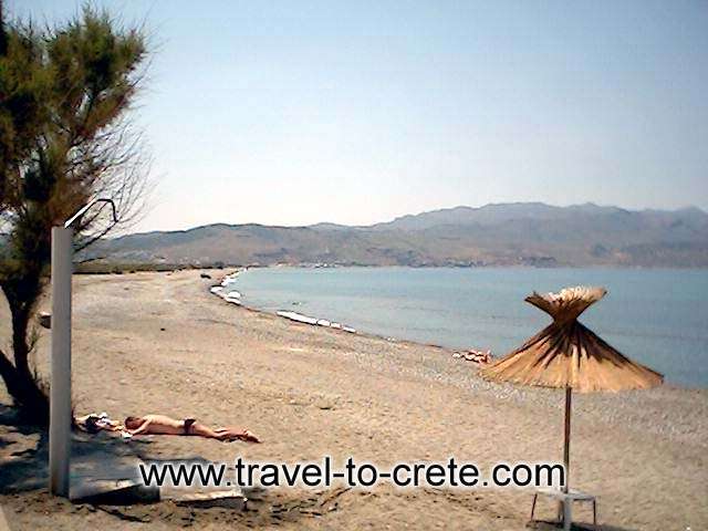 The beach is an easy short stroll from the village centre. This can be one of the emptiest and quietest beaches in this stretch of coast west of Chania. Tavroni  