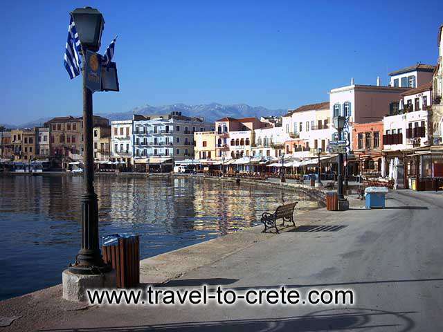 CHANIA TOWN - The port of Chania with the cafe and the restaurants