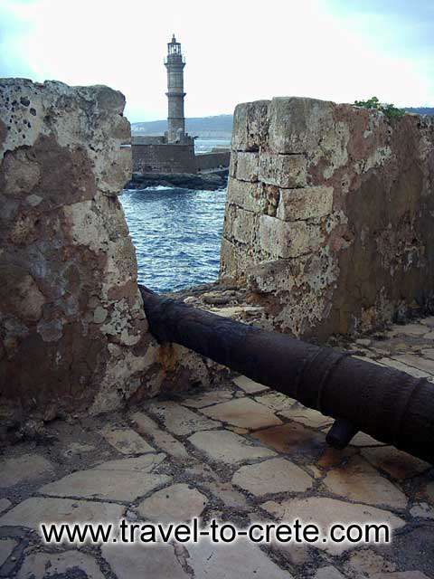 CHANIA TOWN - The castle of Chania at the entrance of the port