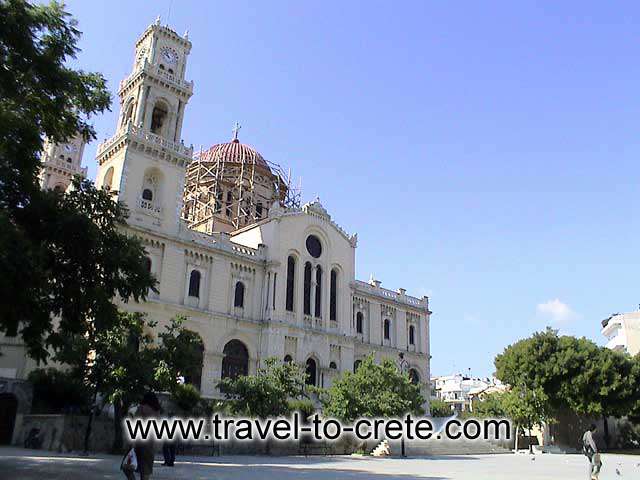 AGIOS MINAS - The cathedral of Herakleion and the square in front of it.