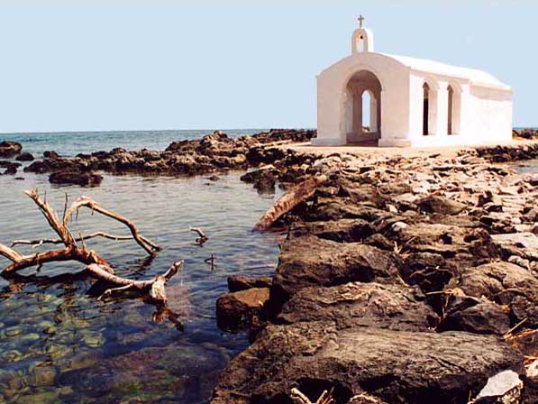 The Chapel of St. Nicolas - Near the harbour of Georgioupolis (small town in northern Crete) is located the small rocky island with the chapel of St. Nicolas. It is said that St.Nicolas protects the fishermen and gives them strength to do their hard work. 
