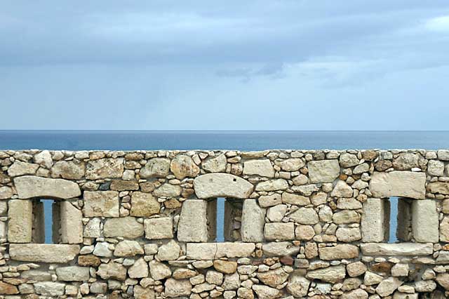 Sea and Wall - A view of the sea from the Venetian fortress. by joshua bortman