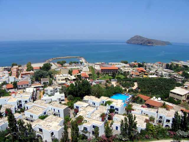 PLATANIAS - The Platanias village and the little island of Theodorou in Hania