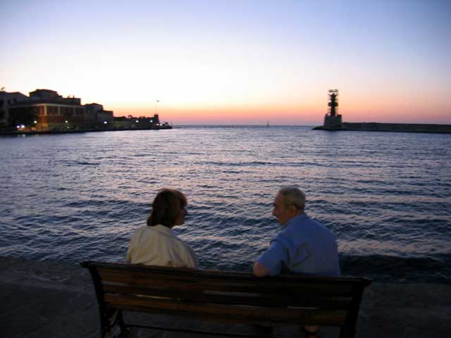 PORTO VENEZIANO - A romantic sunset in old Venetian graphic port of Hania