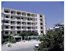 The outside view of Olympic Hotel in the center of Rethymno town