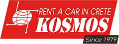 The logo of Kosmos rent a car on Heraklion - Crete