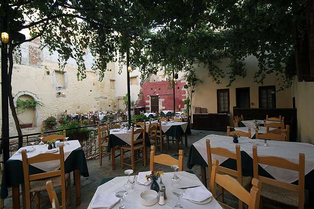 The entrance of Tholos Restaurant