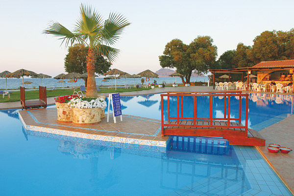 The view of the room balcony of Geraniotis beach Hotel