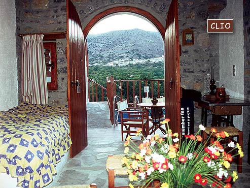 Inside and the balcony with wonderful view of Clio Villa of the traditional Homes of Crete CLICK TO ENLARGE