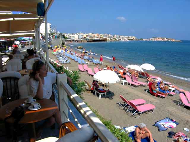 The Restaurant of Flisvos Hotel is next to the beach CLICK TO ENLARGE