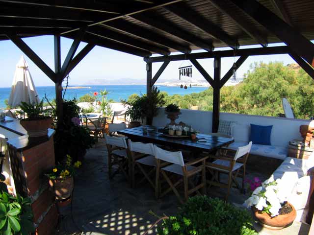 From the roof garden of Villa Naias Aparments you can enjoy the wonderful view of Hrissi Akti beach and Hania