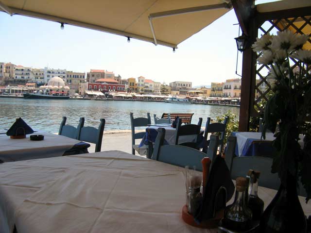 You can enjoy your food at Amphora restaurant next to the see