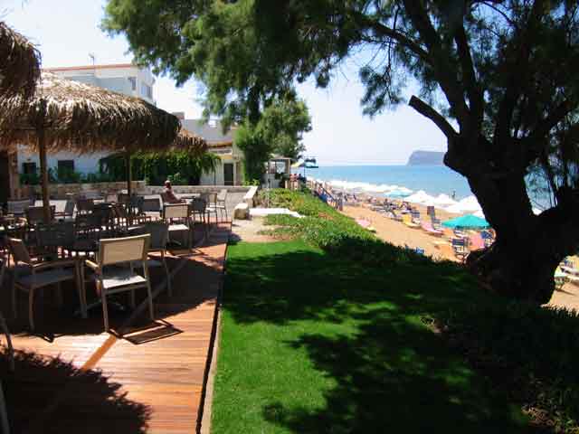 From Diamonds Beach Bar - Cafe you can enjoy the fantastic view of the exotic beach and the little Island of Theodorou