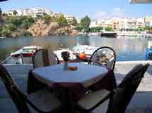 The Dionysos Restaurant is next to the Lake of Agios Nikolaos - Crete