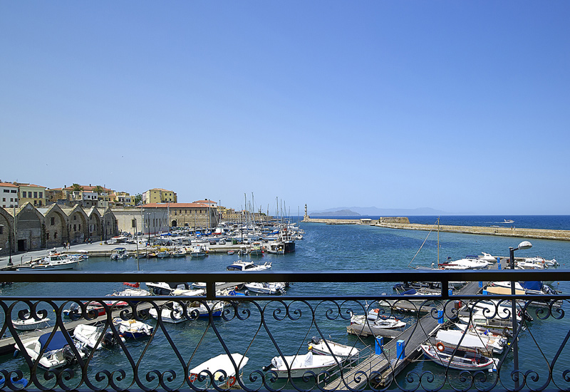 The Balcony view  - Porto Veneziano Hotel - Old Venetian port - Hania - Crete CLICK TO ENLARGE