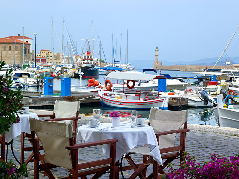 The Bar - during the day - Porto Veneziano Hotel - Old Venetian port - Hania - Crete CLICK TO ENLARGE