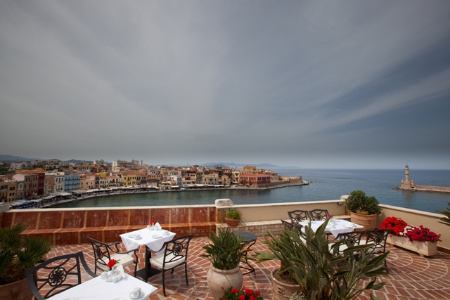 The reception of Pandora Suites in Old Venetian port in Chania - Crete