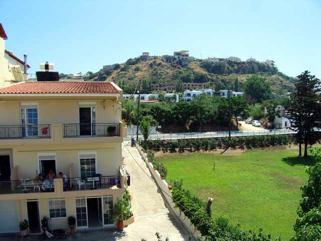 The balcony of the apartment viewing to the hill of the old village ano Platanias - Hania - Crete