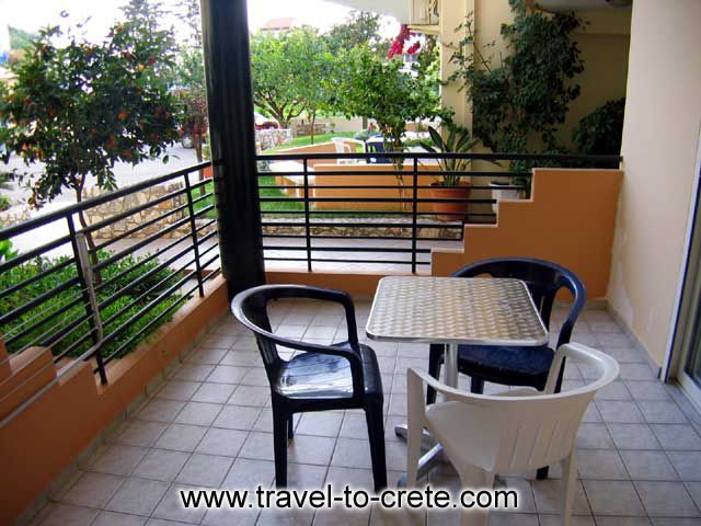 The veranda of the apartment at the garden of Familly apartments