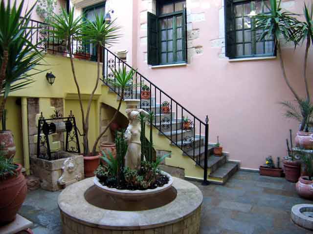 The yard of Casa Leone Hotel - Old Venetian port - Hania - Crete