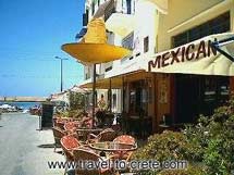 Outside view of Ippopotamos Mexican Restaurant - Pizza in Old Venetian graphic port of Hania - Crete