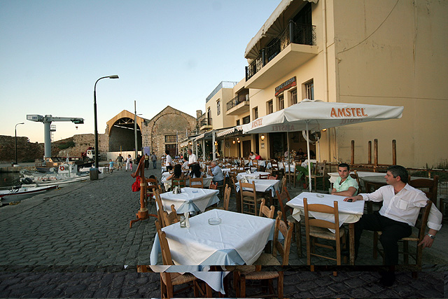 From the Restaurant you can enjoy the food and the wonderful view of Porto Veneziano in Hania