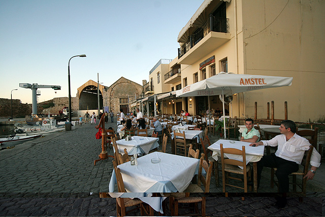 From the Restaurant you can enjoy the food and the wonderful view of Porto Veneziano in Hania CLICK TO ENLARGE