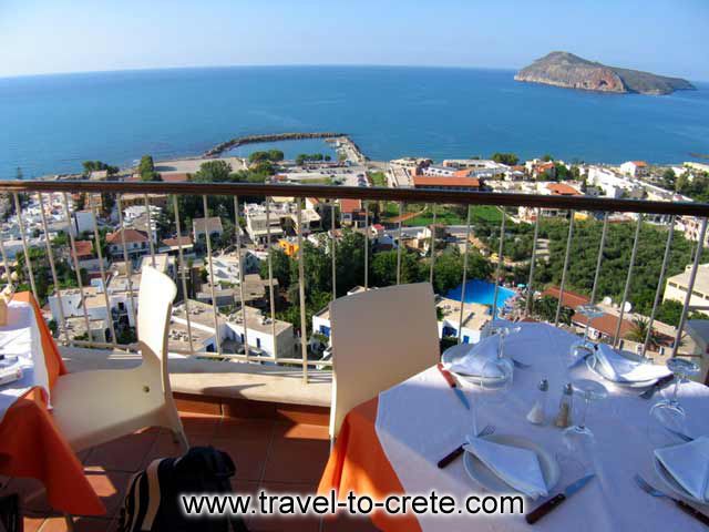 The view of Platanias and the little island of Theodorou CLICK TO ENLARGE